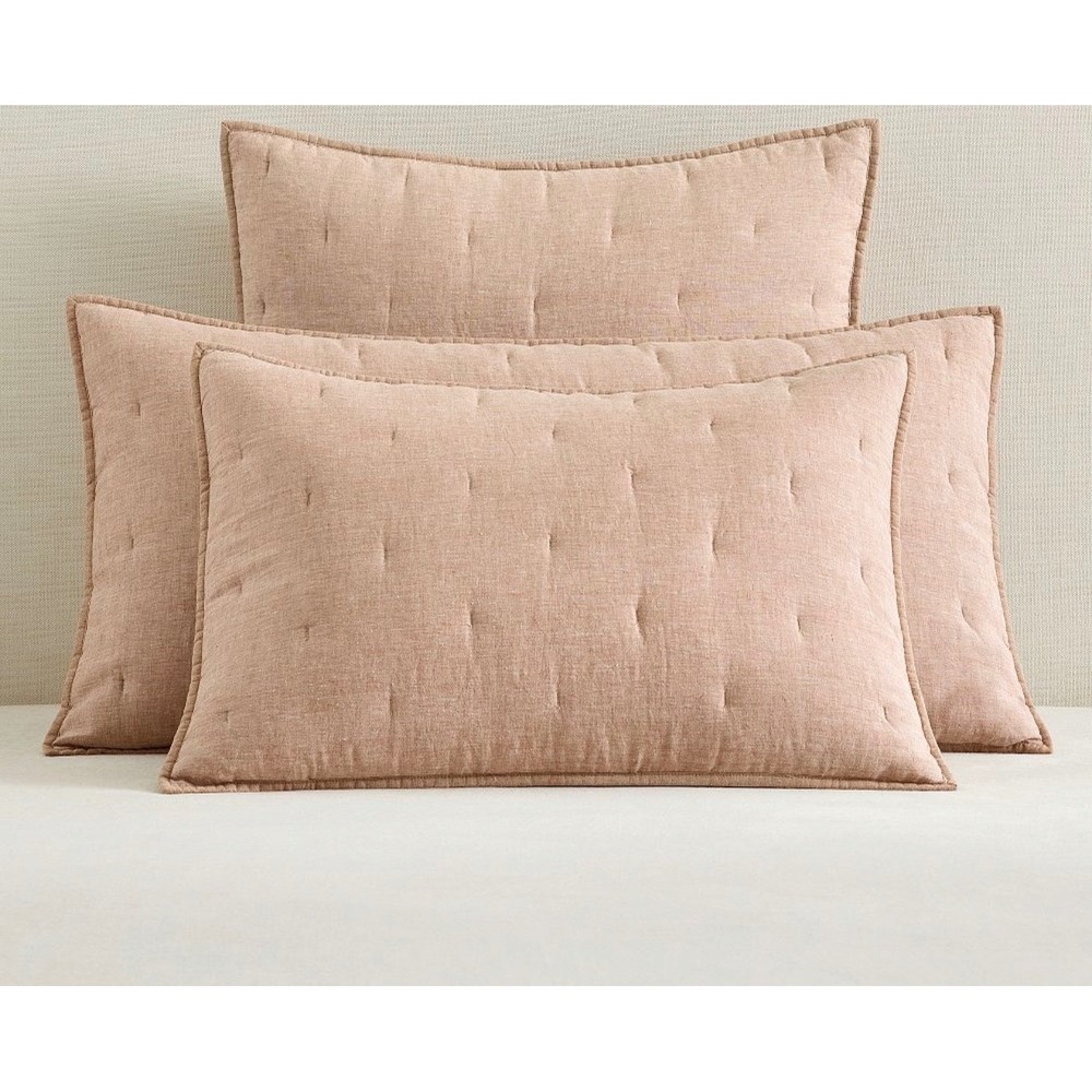 Pottery Barn Belgian Linen Tufted (1)Standard Sham Rosewood Blush Pink